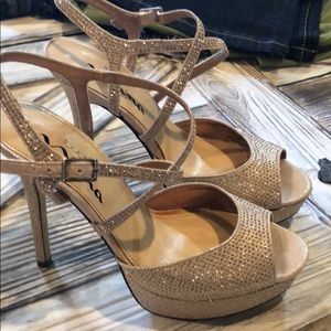 Rose gold high heel shoes